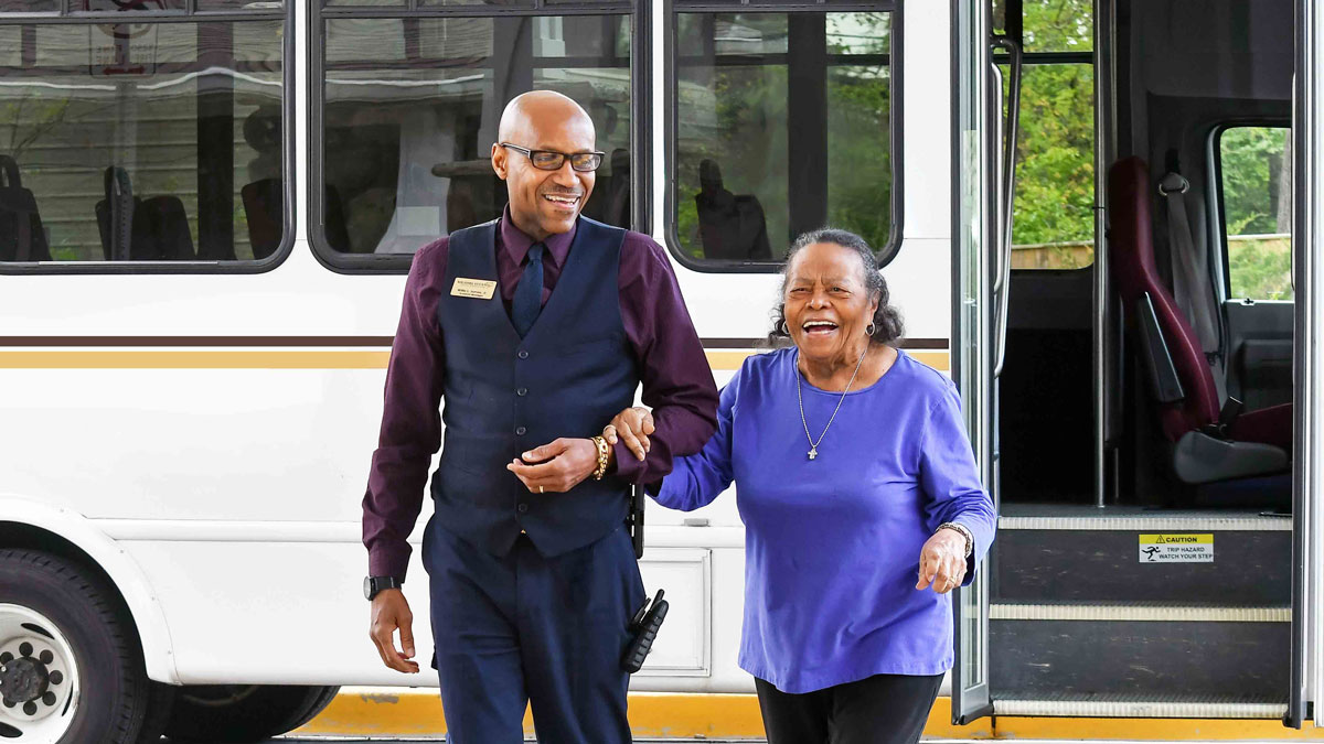 Riverwalk Estates residents on bus